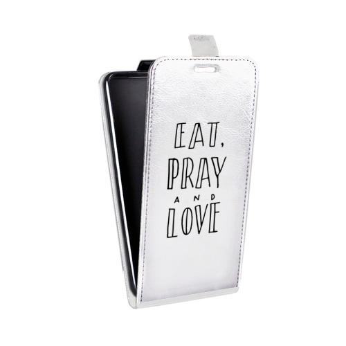 Дизайнерский вертикальный чехол-книжка для LG X Style Прозрачные надписи 1