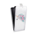 Дизайнерский вертикальный чехол-книжка для Huawei G8 Прозрачные цветочки