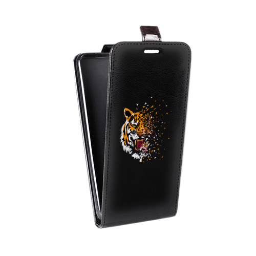 Дизайнерский вертикальный чехол-книжка для Huawei G8 Прозрачные тигры