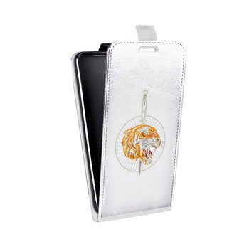 Дизайнерский вертикальный чехол-книжка для HTC One Mini Прозрачный тигр (на заказ)