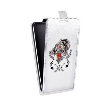 Дизайнерский вертикальный чехол-книжка для Huawei P9 Lite Прозрачный тигр (на заказ)