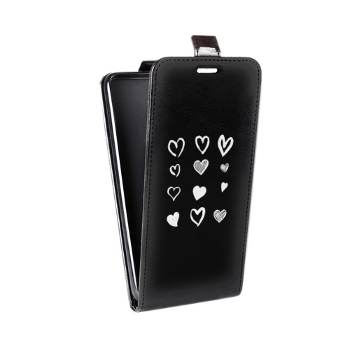 Дизайнерский вертикальный чехол-книжка для HTC Desire 728 Прозрачные сердечки