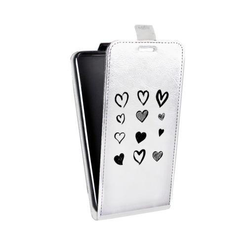 Дизайнерский вертикальный чехол-книжка для Huawei Honor 6C Прозрачные сердечки