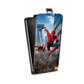 Дизайнерский вертикальный чехол-книжка для Xiaomi RedMi Note 4 Человек - паук (на заказ)