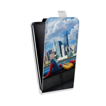 Дизайнерский вертикальный чехол-книжка для Sony Xperia E4g Человек - паук (на заказ)