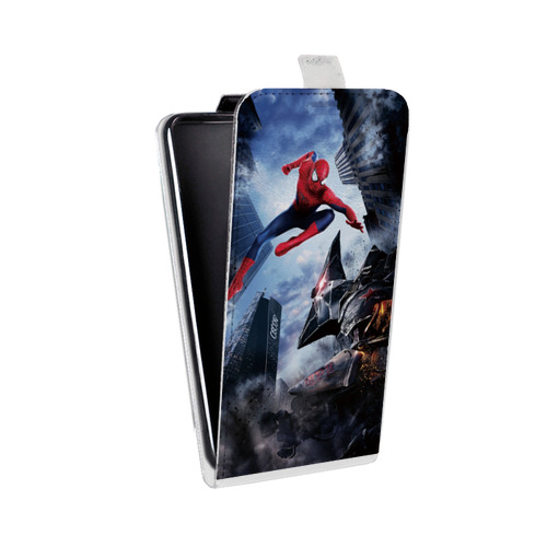 Дизайнерский вертикальный чехол-книжка для Huawei P10 Plus Человек-паук