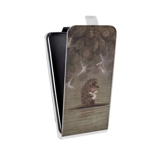 Дизайнерский вертикальный чехол-книжка для Sony Xperia go ежик в тумане