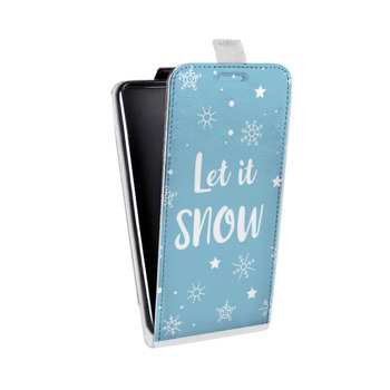 Дизайнерский вертикальный чехол-книжка для Samsung Galaxy A7 (2018) снежинки (на заказ)