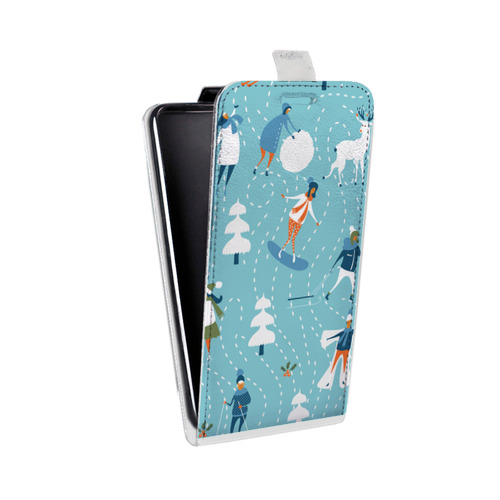 Дизайнерский вертикальный чехол-книжка для LG L70 Новогодний паттерн