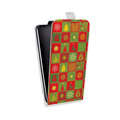 Дизайнерский вертикальный чехол-книжка для LG L70 Новогодний паттерн