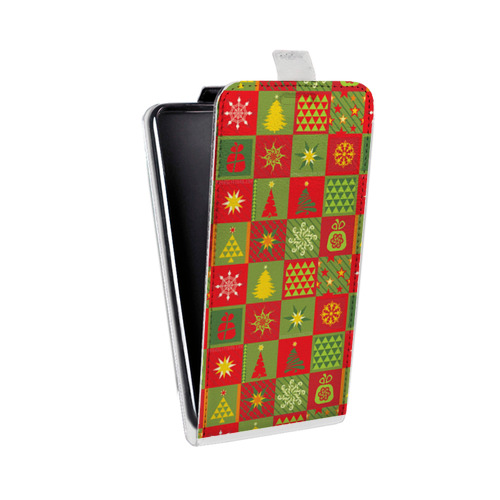 Дизайнерский вертикальный чехол-книжка для HTC U Ultra Новогодний паттерн