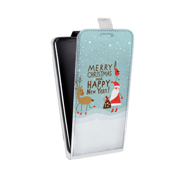 Дизайнерский вертикальный чехол-книжка для LG K7 новогодний принт (на заказ)