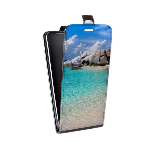 Дизайнерский вертикальный чехол-книжка для HTC Desire 400 пляж