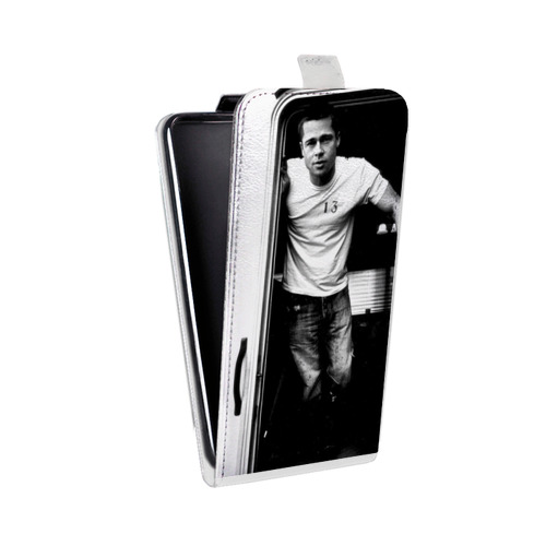 Дизайнерский вертикальный чехол-книжка для LG Q6 Бред Питт