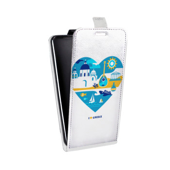 Дизайнерский вертикальный чехол-книжка для Huawei Honor 8 флаг греции (на заказ)