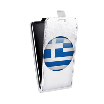 Дизайнерский вертикальный чехол-книжка для Huawei P10 Lite флаг греции (на заказ)
