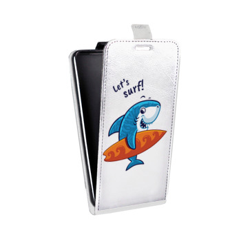 Дизайнерский вертикальный чехол-книжка для Iphone 7 Прозрачные акулы (на заказ)