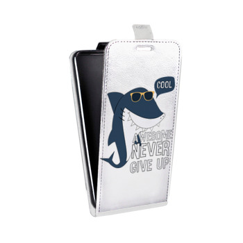 Дизайнерский вертикальный чехол-книжка для Iphone 7 Прозрачные акулы (на заказ)