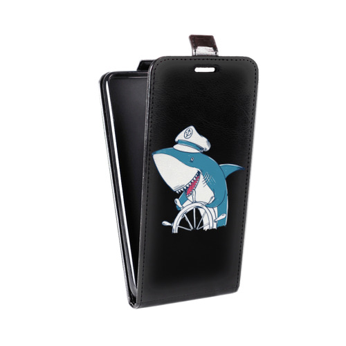 Дизайнерский вертикальный чехол-книжка для Alcatel 3C Прозрачные акулы