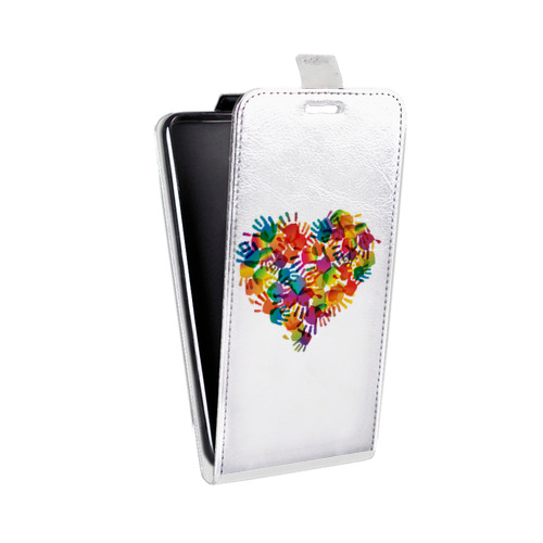 Дизайнерский вертикальный чехол-книжка для Alcatel A7 Прозрачные сердечки