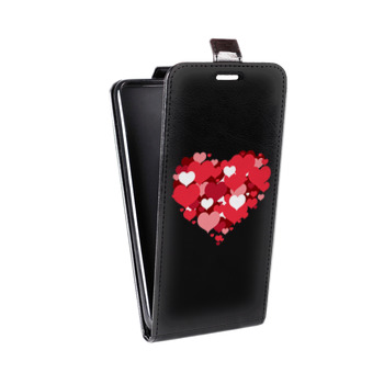 Дизайнерский вертикальный чехол-книжка для Samsung Galaxy S6 Edge Прозрачные сердечки (на заказ)