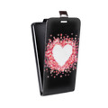 Дизайнерский вертикальный чехол-книжка для Samsung Galaxy Core Прозрачные сердечки