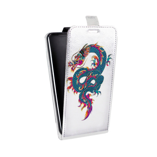 Дизайнерский вертикальный чехол-книжка для LG X Style Прозрачные Драконы