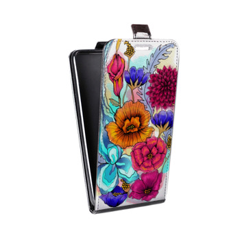 Дизайнерский вертикальный чехол-книжка для Huawei P9 Lite Цветочная акварель (на заказ)