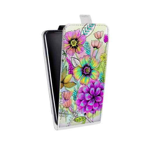 Дизайнерский вертикальный чехол-книжка для HTC Desire 516 Цветочная акварель