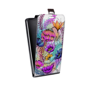 Дизайнерский вертикальный чехол-книжка для Iphone 7 Цветочная акварель (на заказ)