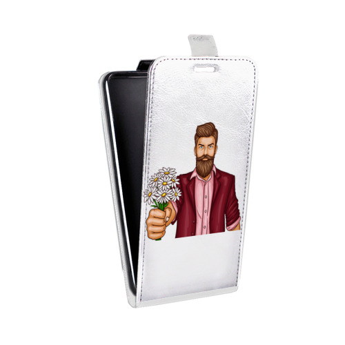 Дизайнерский вертикальный чехол-книжка для Samsung Galaxy Grand Прозрачный брутальный мужчина