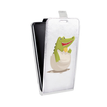 Дизайнерский вертикальный чехол-книжка для Alcatel One Touch Pop D5 Прозрачные крокодилы (на заказ)