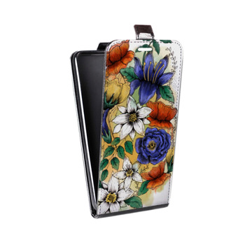 Дизайнерский вертикальный чехол-книжка для Sony Xperia E5 Цветочная акварель (на заказ)