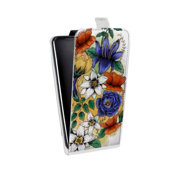 Дизайнерский вертикальный чехол-книжка для Sony Xperia E5 Цветочная акварель (на заказ)