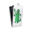 Дизайнерский вертикальный чехол-книжка для HTC Desire 601 Прозрачные крокодилы