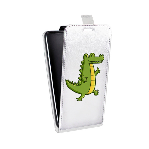 Дизайнерский вертикальный чехол-книжка для Samsung Galaxy A3 (2017) Прозрачные крокодилы
