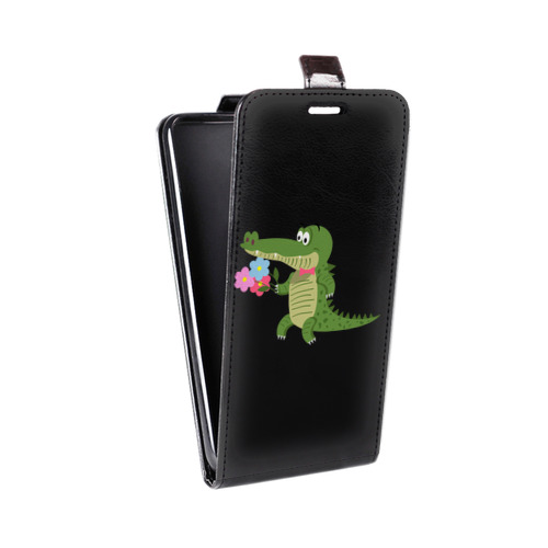 Дизайнерский вертикальный чехол-книжка для Samsung Galaxy Core Прозрачные крокодилы