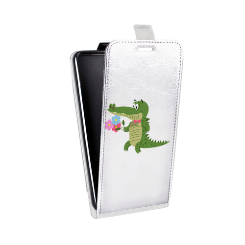 Дизайнерский вертикальный чехол-книжка для Huawei Honor 10 Прозрачные крокодилы