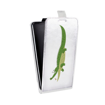 Дизайнерский вертикальный чехол-книжка для Samsung Galaxy S6 Edge Прозрачные крокодилы (на заказ)