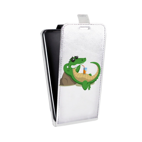 Дизайнерский вертикальный чехол-книжка для HTC Desire 601 Прозрачные крокодилы