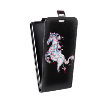 Дизайнерский вертикальный чехол-книжка для Huawei Honor 7A Pro Прозрачные лошади и единороги  (на заказ)