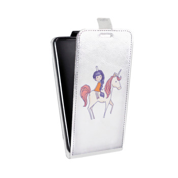 Дизайнерский вертикальный чехол-книжка для Samsung Galaxy J8 Прозрачные лошади и единороги  (на заказ)