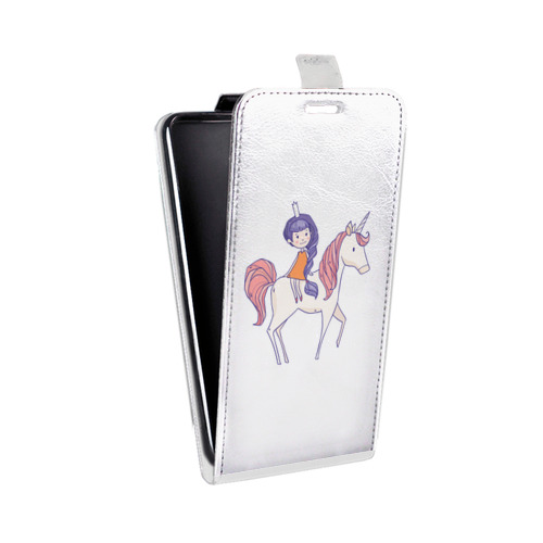Дизайнерский вертикальный чехол-книжка для Huawei Ascend D2 Прозрачные лошади и единороги 