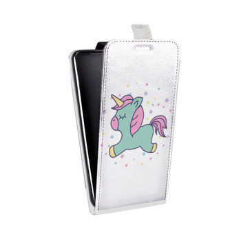 Дизайнерский вертикальный чехол-книжка для Huawei P9 Lite Прозрачные лошади и единороги  (на заказ)