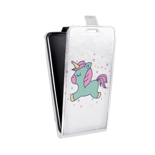 Дизайнерский вертикальный чехол-книжка для LG L70 Прозрачные лошади и единороги 