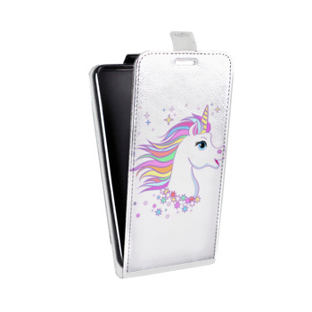 Дизайнерский вертикальный чехол-книжка для Iphone 7 Прозрачные лошади и единороги  (на заказ)