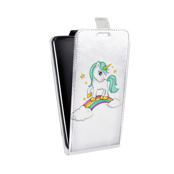 Дизайнерский вертикальный чехол-книжка для Sony Xperia E4g Радуга и единорог (на заказ)