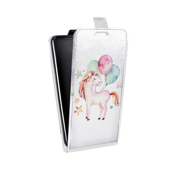 Дизайнерский вертикальный чехол-книжка для BlackBerry KEY2 Прозрачные лошади и единороги  (на заказ)