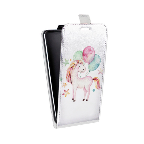Дизайнерский вертикальный чехол-книжка для LG Stylus 3 Прозрачные лошади и единороги 