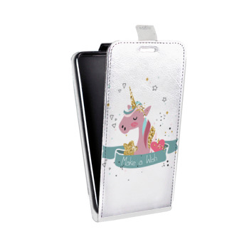 Дизайнерский вертикальный чехол-книжка для Huawei Honor 7A Прозрачные лошади и единороги  (на заказ)